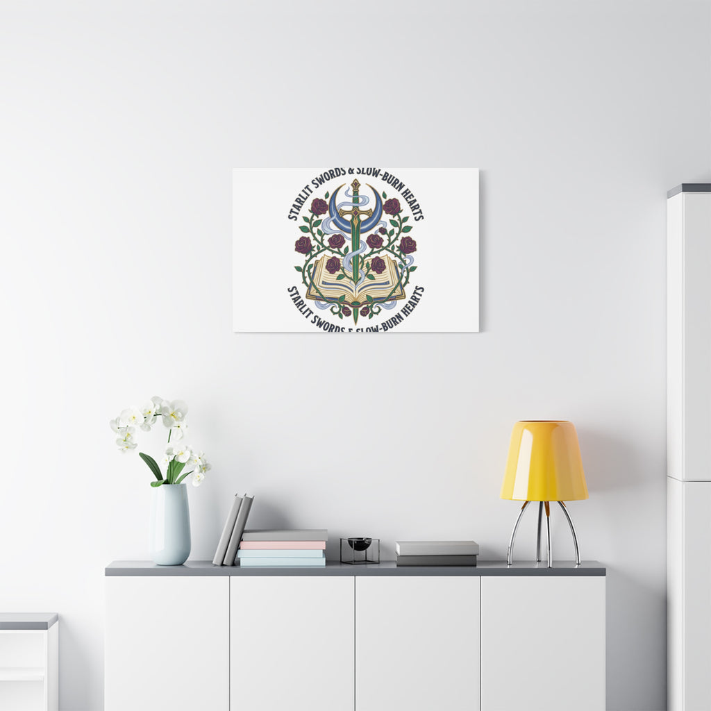 Starlit Swords & Slow‑Burn Hearts Canvas | Romantasy, Book Lover Art