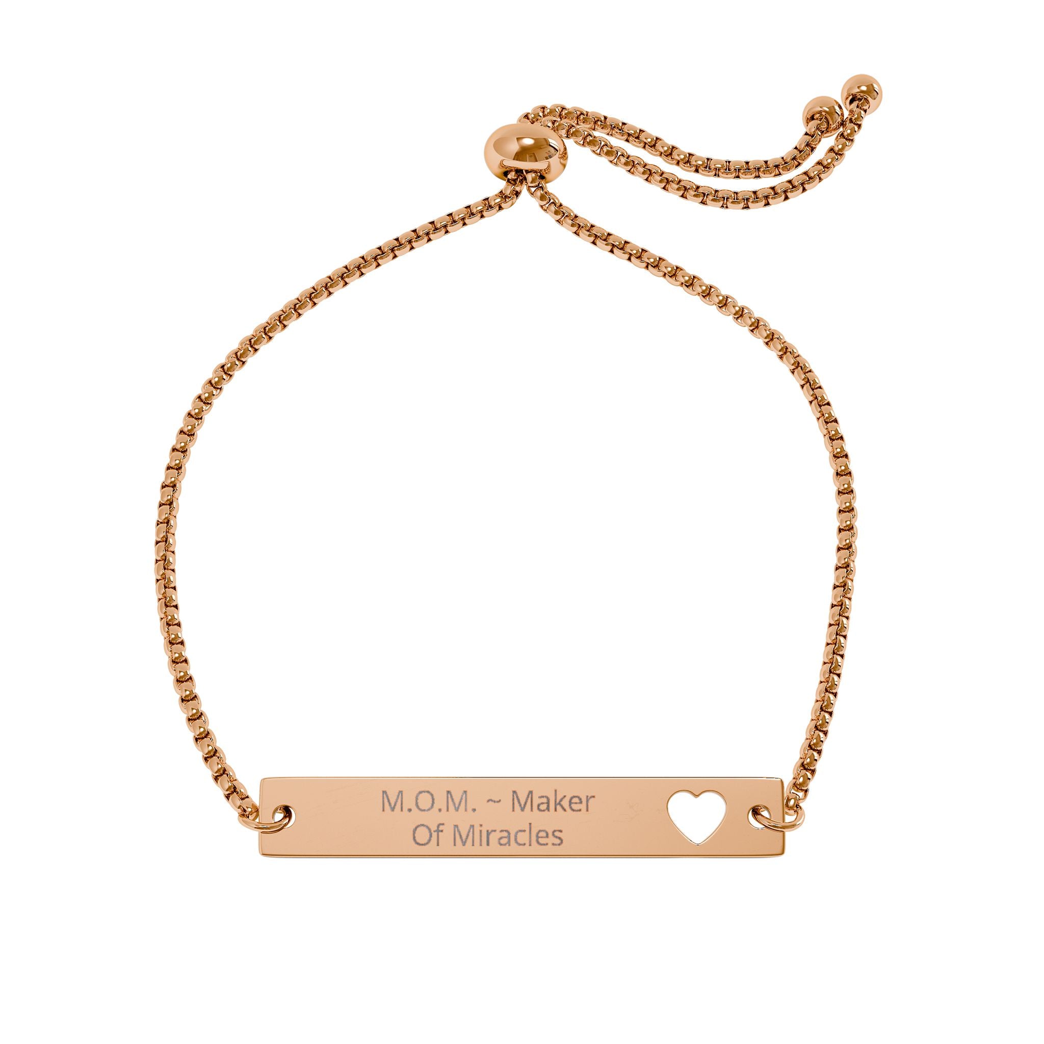 Engravable Heart Cutout Bar Bracelet — Adjustable Personalized Bracelet