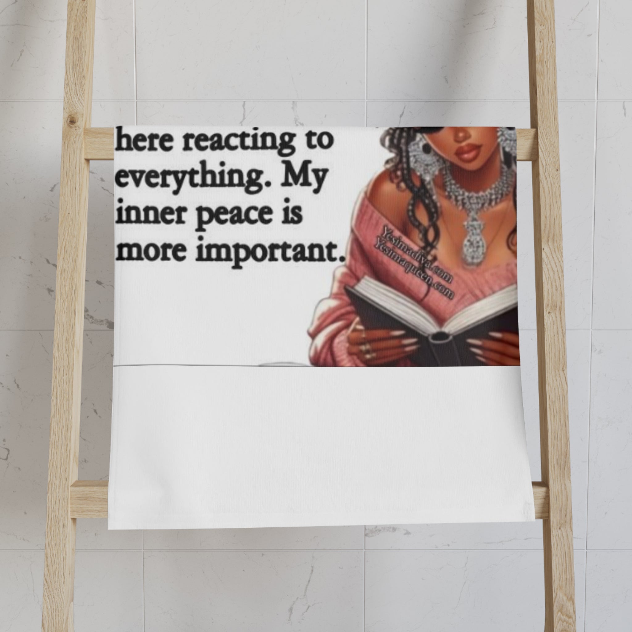 Hand Towel — "My Inner Peace" Inspirational Black Woman Design