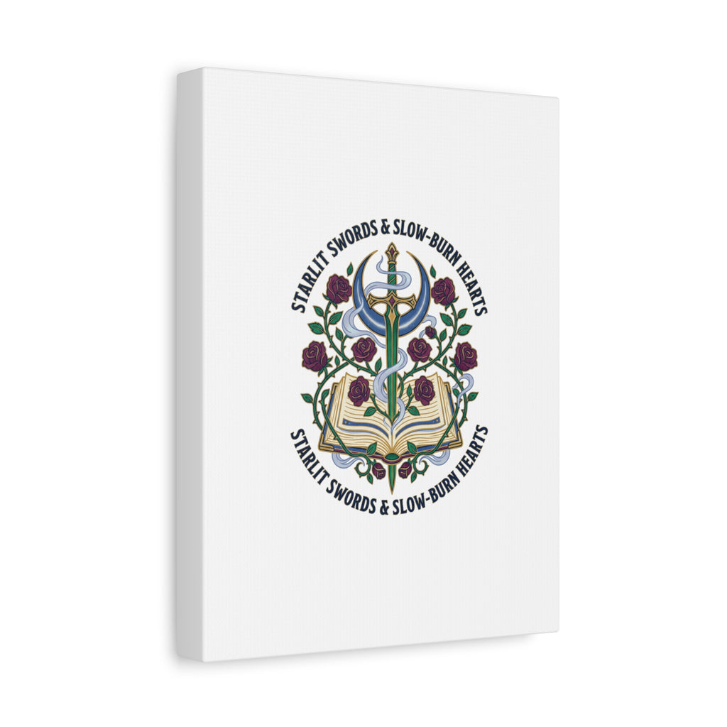 Starlit Swords & Slow‑Burn Hearts Canvas | Romantasy, Book Lover Art
