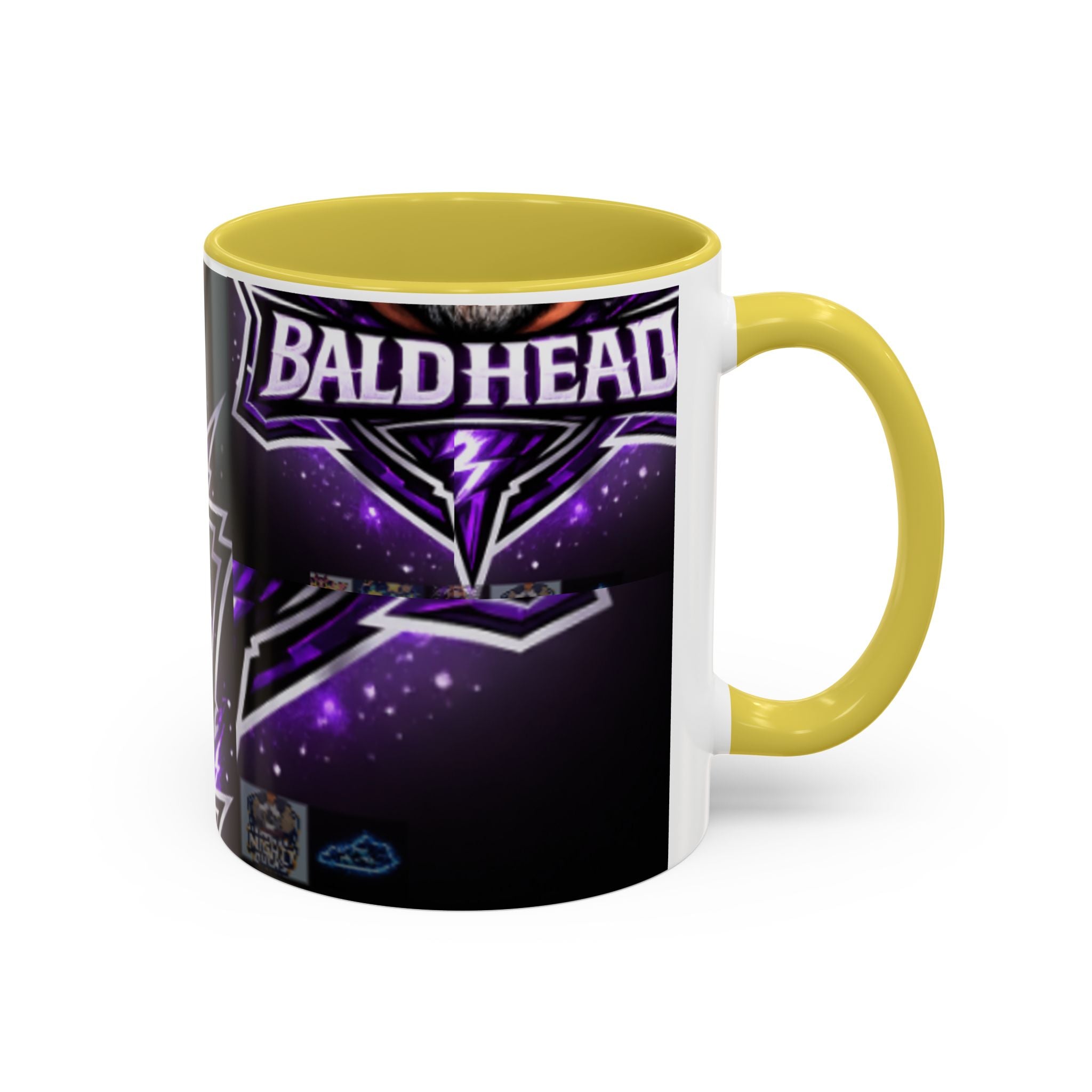 Bald Headed Gamer Purple Lightning Coffee Mug (11oz/15oz)