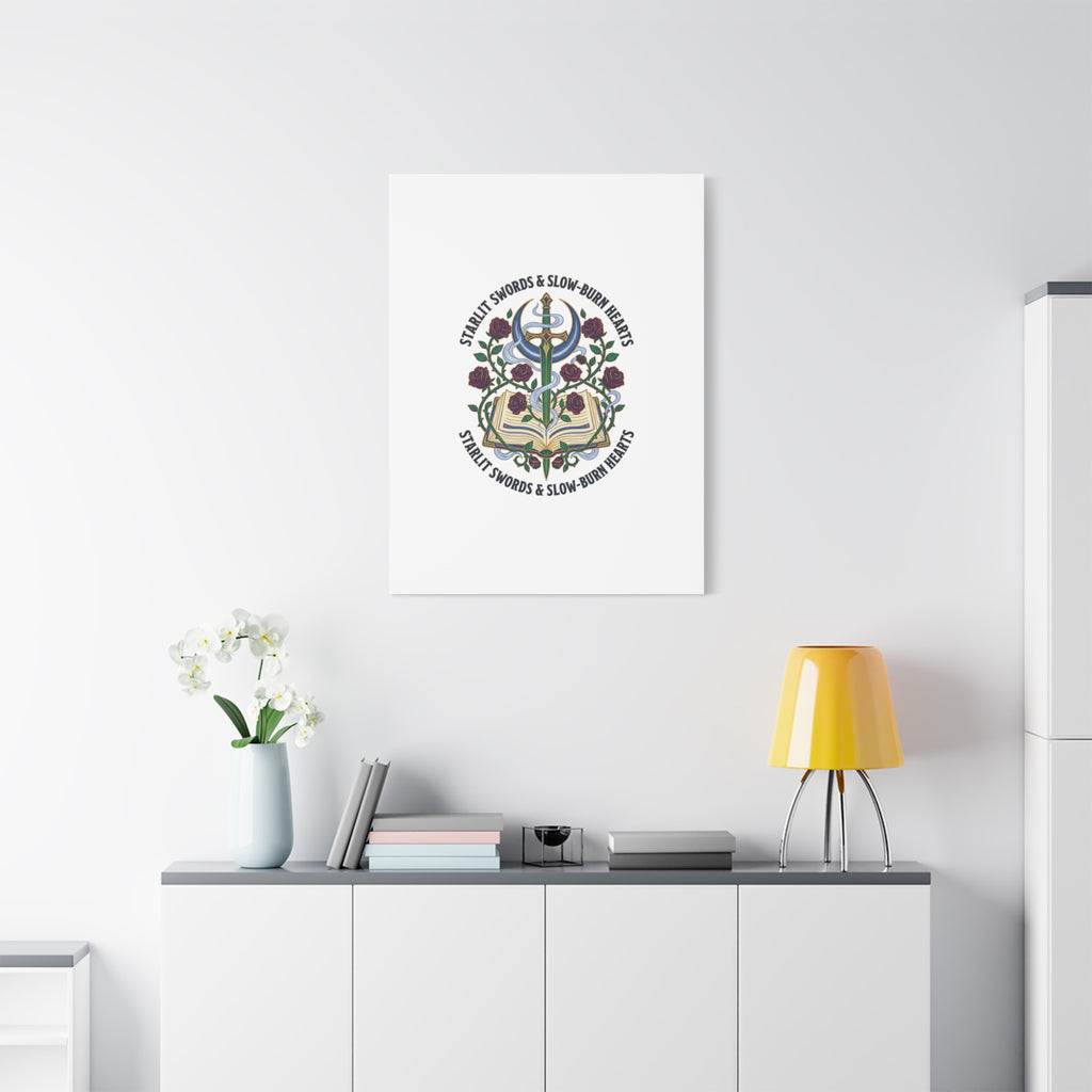 Starlit Swords & Slow‑Burn Hearts Canvas | Romantasy, Book Lover Art