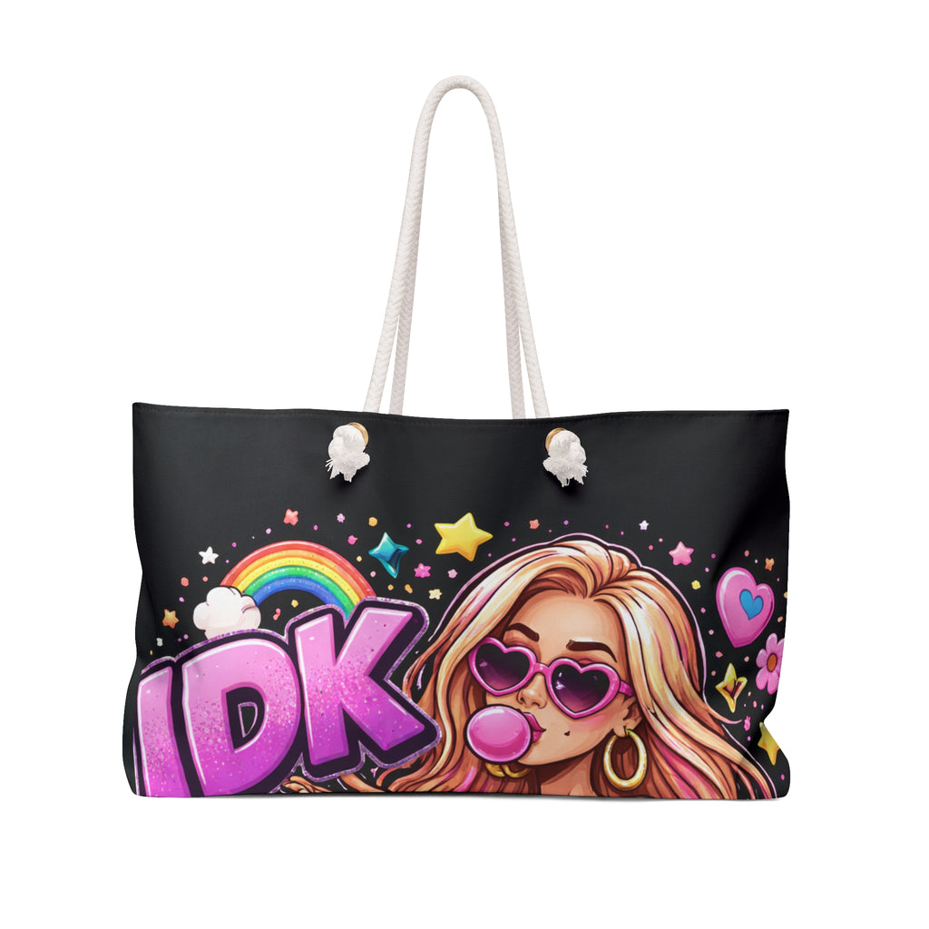 Weekender Bag — 'IDC Whateverrr' Colorful Pop Art Travel Tote